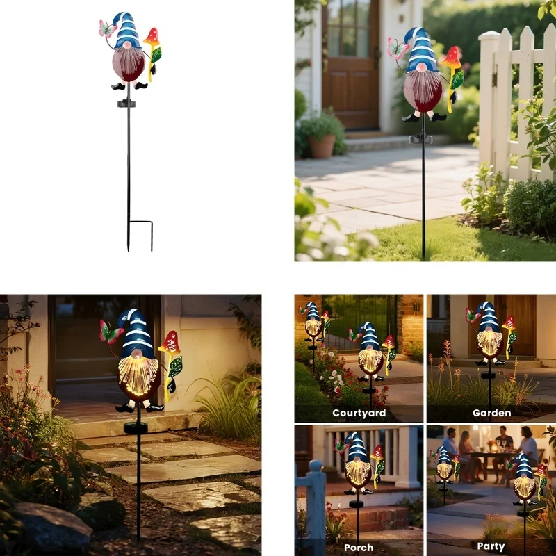 SM25029 Solar Fiber Optic Plastic PP Gnome Garden Stake Light_5