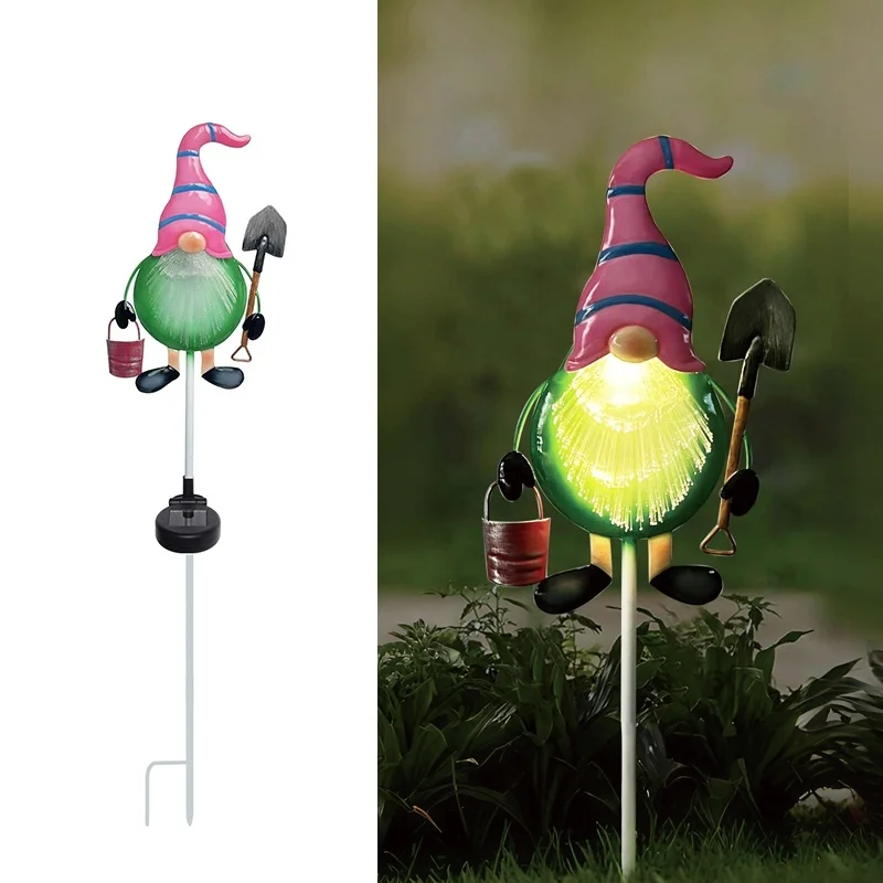 SM25029 Solar Fiber Optic Plastic PP Gnome Garden Stake Light_6