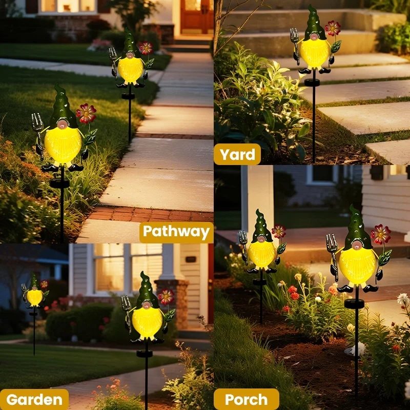 SM25029 Solar Fiber Optic Plastic PP Gnome Garden Stake Light_9