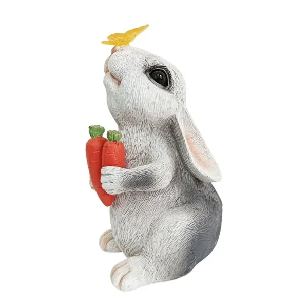 SM25031 Solar Resin Statue - Rabbit with Butterfly Tabletop Animal Lamp_2
