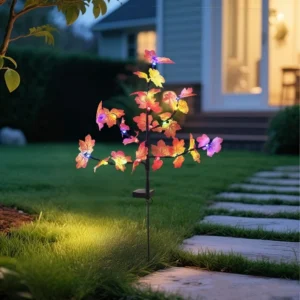SM25099 ABS Plastic Solar Leaf Tree Branch Stake Light_3