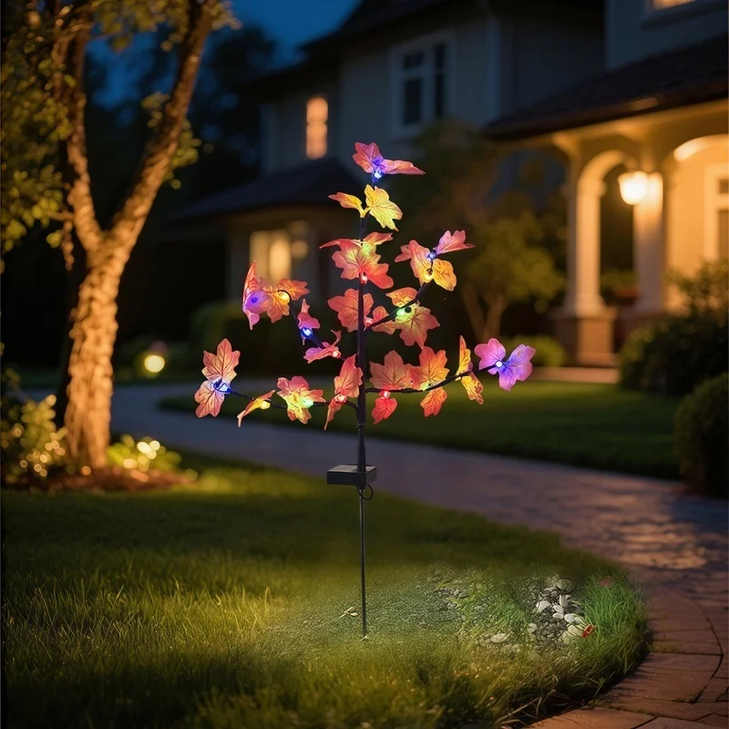 SM25099 ABS Plastic Solar Leaf Tree Branch Stake Light_4