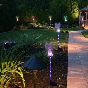 SM251008 PP Plastic Color-Changing Solar Angel Stake Light