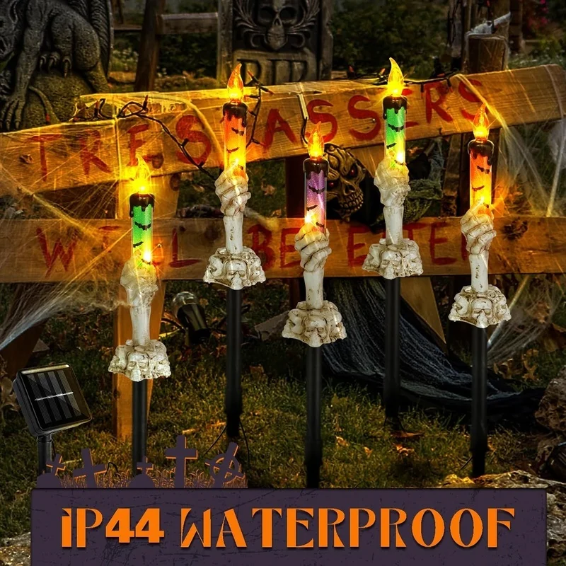 SM251013 Pack of 5 Resin Statue Halloween Candles Solar Stake Lights_2