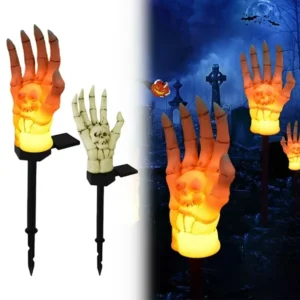 SM251015 Solar Stake Light Resin Statue with Skeleton Hands