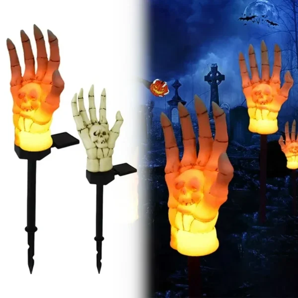 SM251015 Solar Stake Light Resin Statue with Skeleton Hands