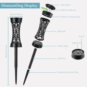 SM251056 ABS Plastic Hollow Solar Stake Lantern, 2-Piece Set, Dual Lighting Mode_3