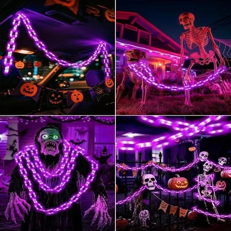 SM251089 PP Plastic Solar Halloween Skeleton String Light Chain