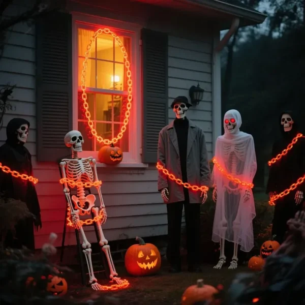 SM251089 PP Plastic Solar Halloween Skeleton String Light Chain_2