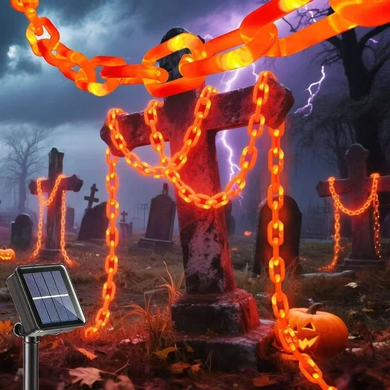 SM251089 PP Plastic Solar Halloween Skeleton String Light Chain_4