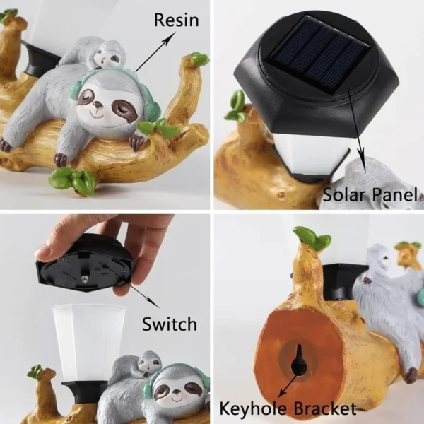 SM251093 Solar Sloth Hanging Animal Resin Statue_3