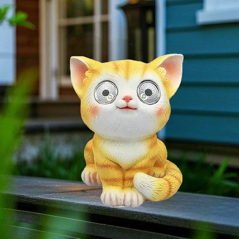 SM25116 Solar Cat Resin Statue Freestanding Animal Light