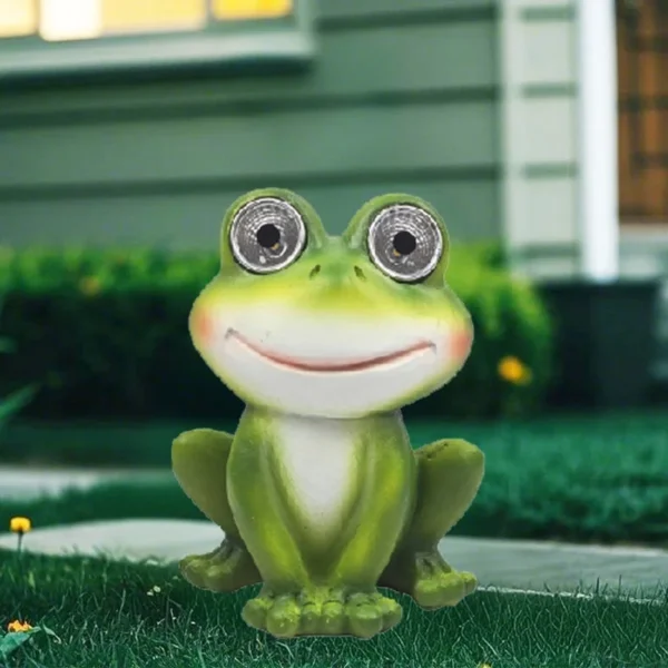 SM25118 Solar Frog Resin Statue Freestanding Animal Light