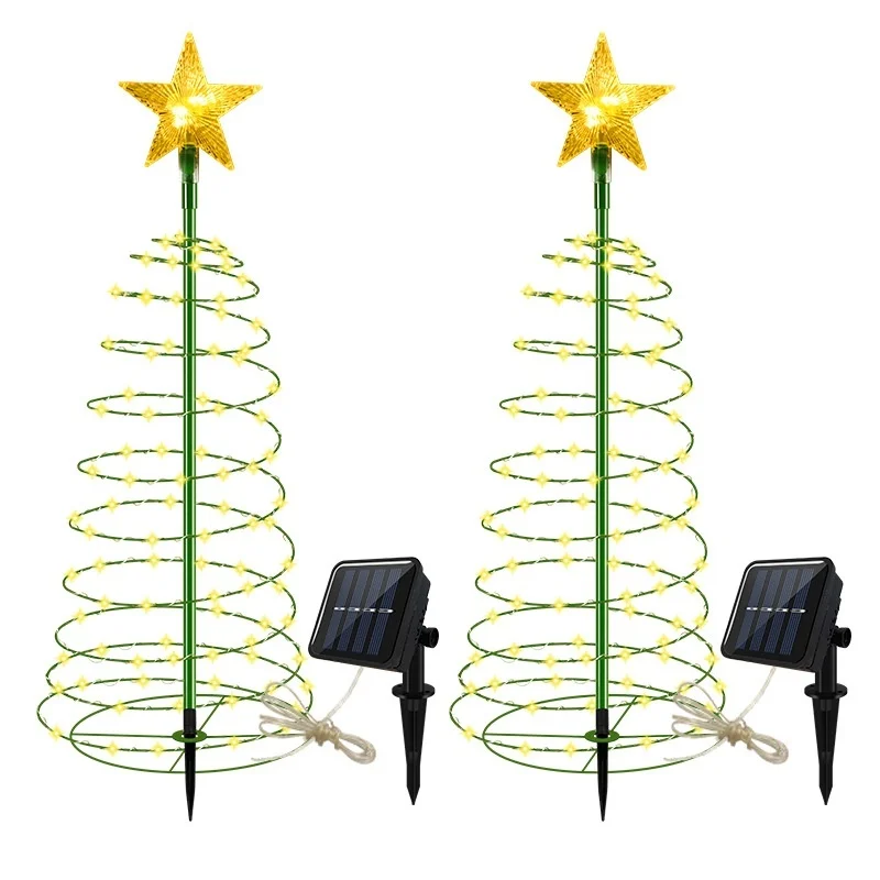 SM25127 ABS Plastic Solar Wrought Iron Christmas Tree Stake Light_2