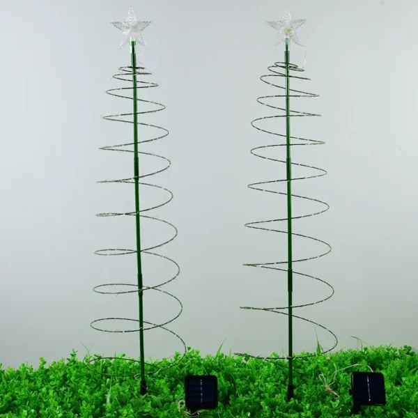 SM25127 ABS Plastic Solar Wrought Iron Christmas Tree Stake Light_4