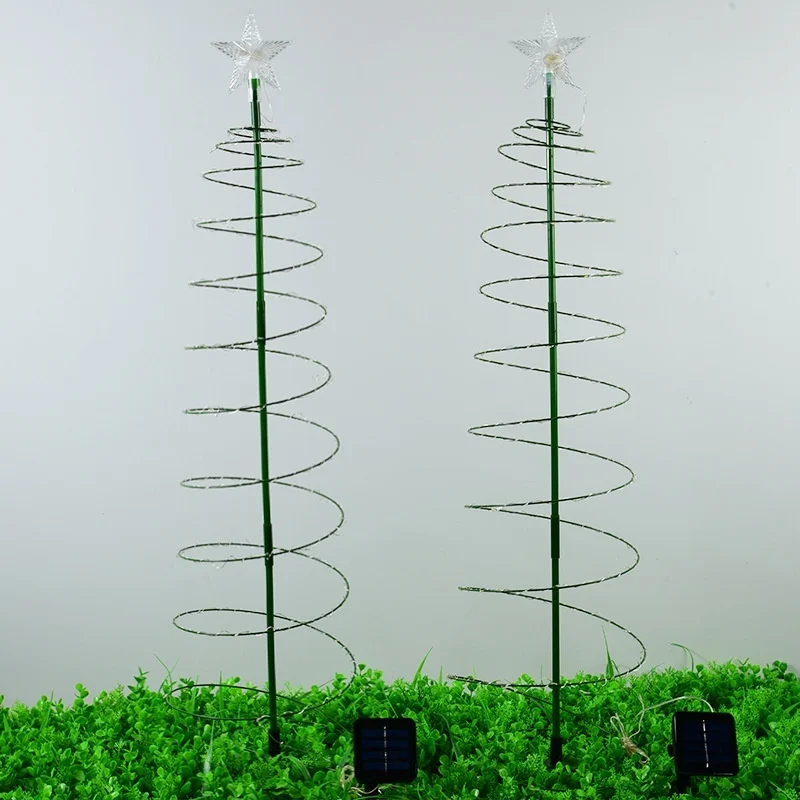 SM25127 ABS Plastic Solar Wrought Iron Christmas Tree Stake Light_4