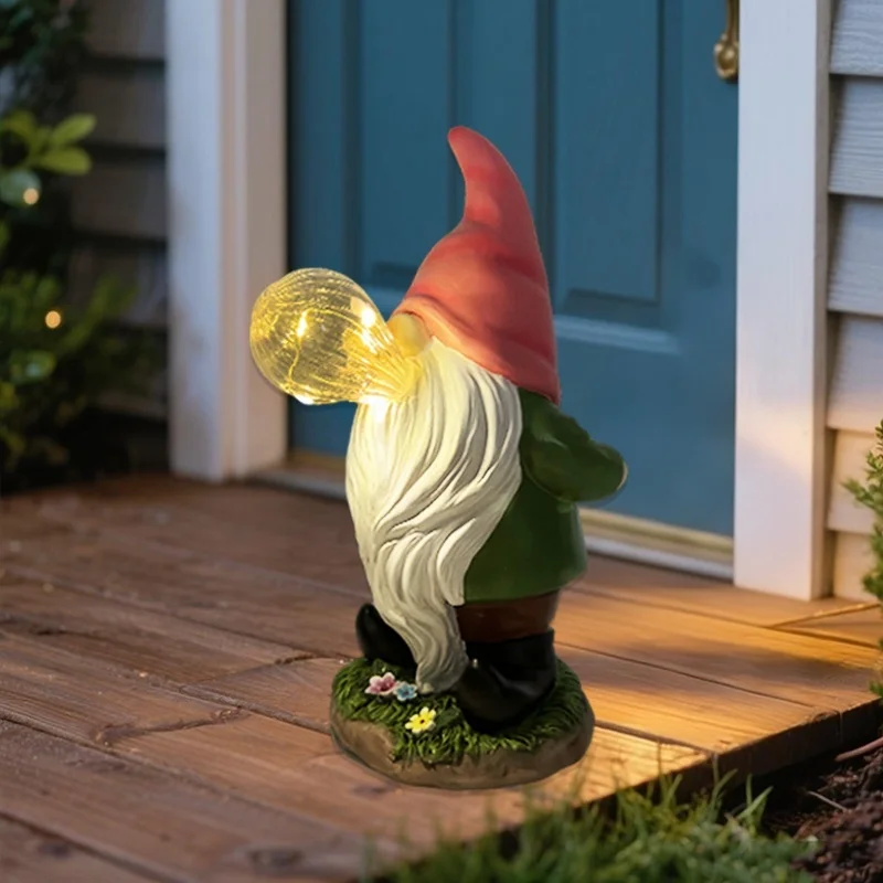 SM25212B Resin Standing Fairy Statue with Glass Globe Solar Tabletop Lamp_3