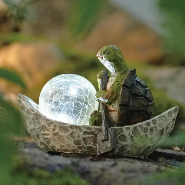 SM25215 Solar Freestanding Light Resin Statue - Elf Boating_2