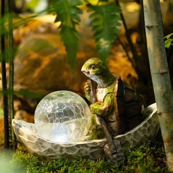 SM25215 Solar Freestanding Light Resin Statue - Elf Boating_3
