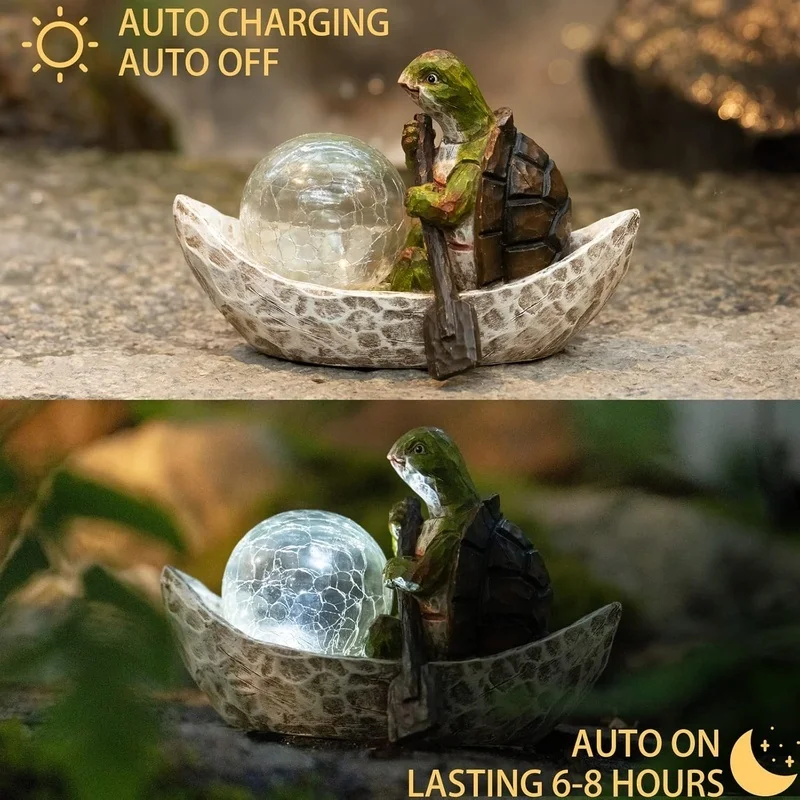SM25215 Solar Freestanding Light Resin Statue - Elf Boating_4