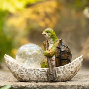 SM25215 Solar Freestanding Light Resin Statue - Elf Boating_6