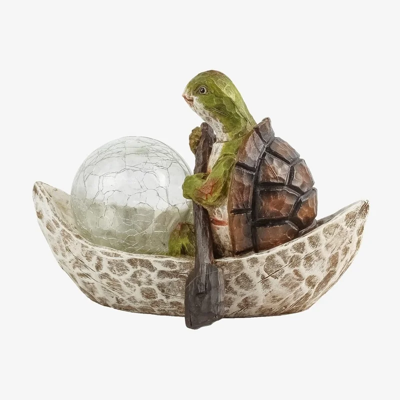 SM25215 Solar Freestanding Light Resin Statue - Elf Boating_8