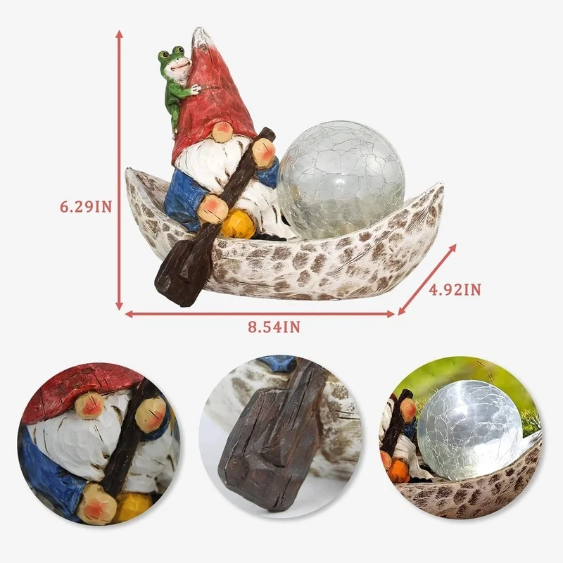 SM25215B Solar Freestanding Light Resin Statue - Elf Boating_10