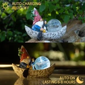 SM25215B Solar Freestanding Light Resin Statue - Elf Boating_5