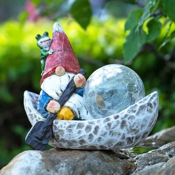 SM25215B Solar Freestanding Light Resin Statue - Elf Boating_9