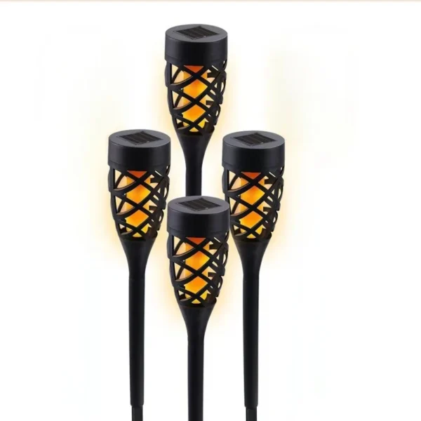 SM25219 Set of 2pcs Plastic PP Solar Flame Stake Lights with 12 LEDs