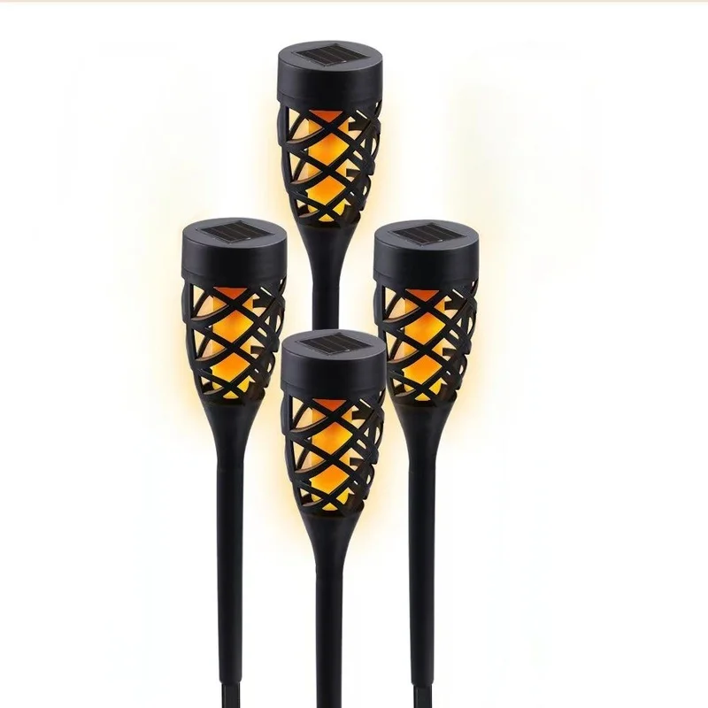 SM25219 Set of 2pcs Plastic PP Solar Flame Stake Lights with 12 LEDs