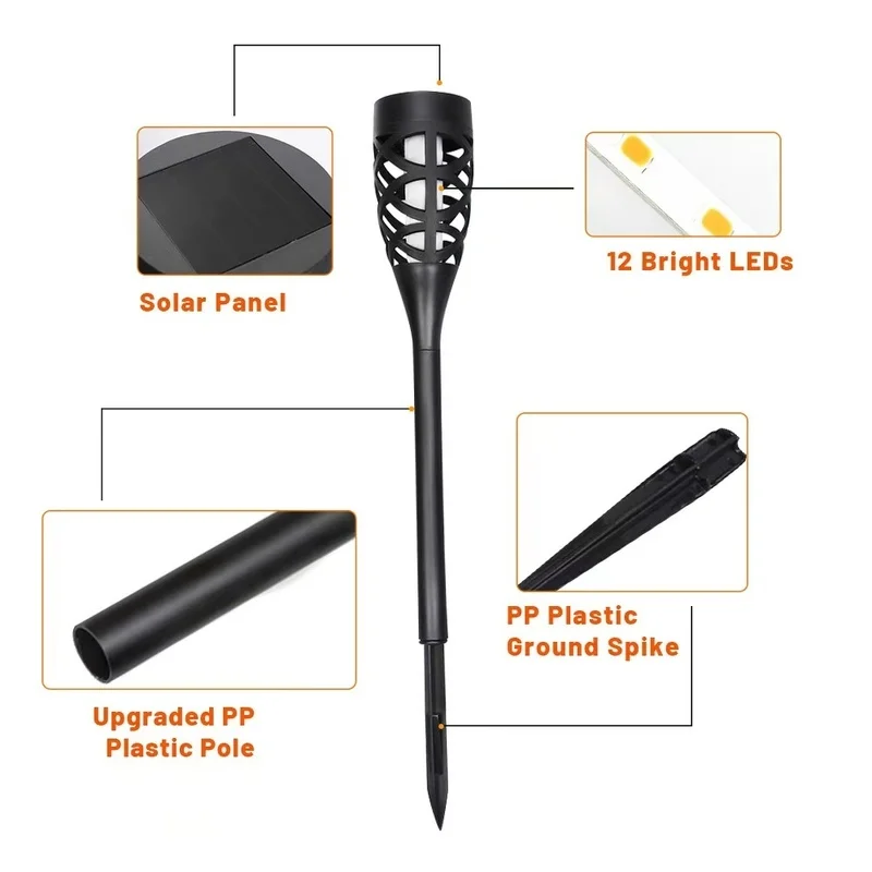 SM25219 Set of 2pcs Plastic PP Solar Flame Stake Lights with 12 LEDs_3