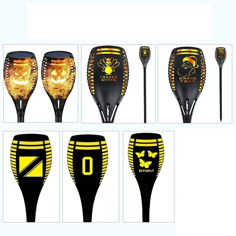 SM25221 ABS Plastic 96LED Solar Flame Stake Light with Hollow Lantern Pattern (OEM Available)_2
