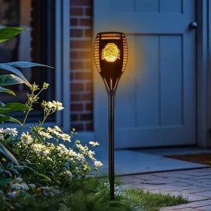 SM25221 ABS Plastic 96LED Solar Flame Stake Light with Hollow Lantern Pattern (OEM Available)_3