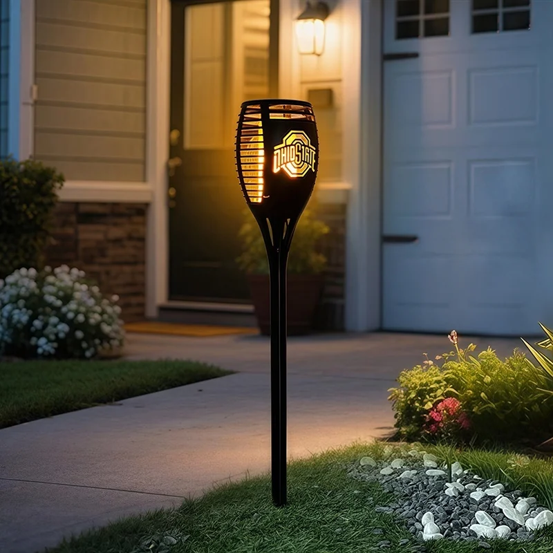 SM25221 ABS Plastic 96LED Solar Flame Stake Light with Hollow Lantern Pattern (OEM Available)_5