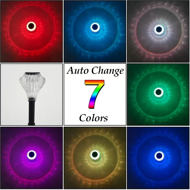 SM25222 Set of 4 Color-Changing Plastic PP Solar Stake Disk Lights