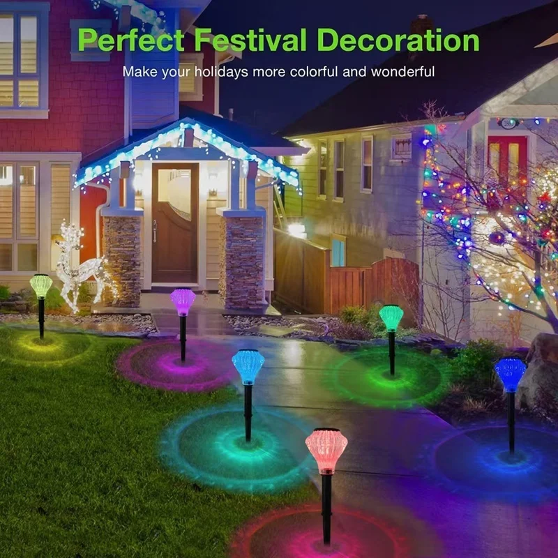 SM25222 Set of 4 Color-Changing Plastic PP Solar Stake Disk Lights_3