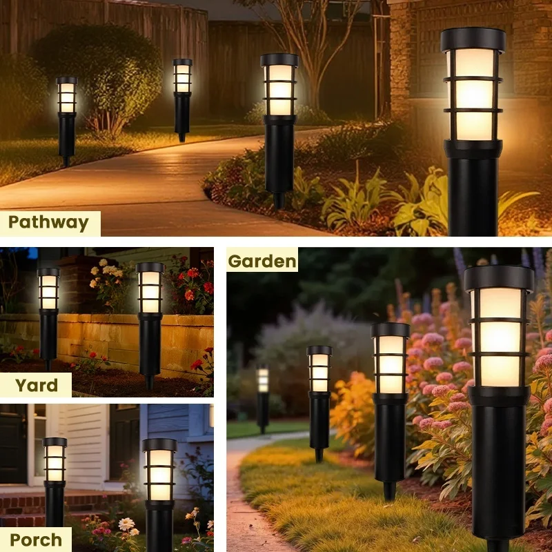 SM25224 Solar Landscape Die-casting aluminum + Glass Stake Light - Lantern, Jar, Cylinder, Square