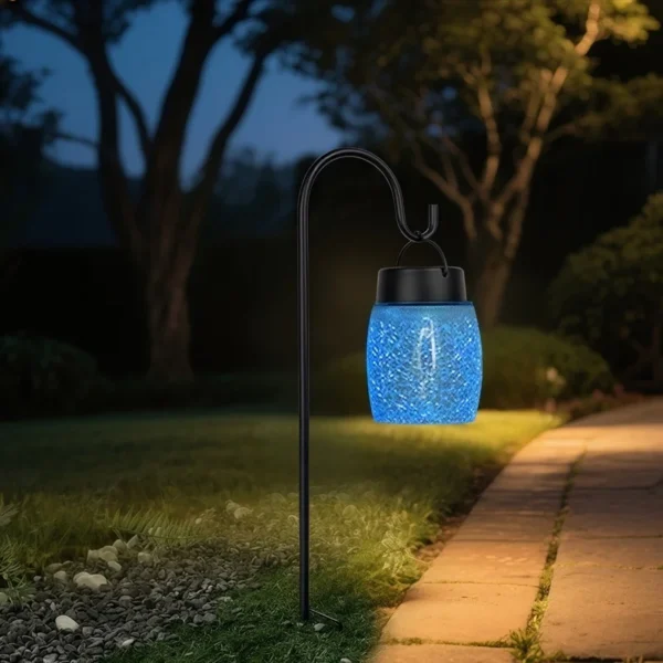 SM25227 Solar Pathway Stake Light - Glass and Metal Cylinder with Iron