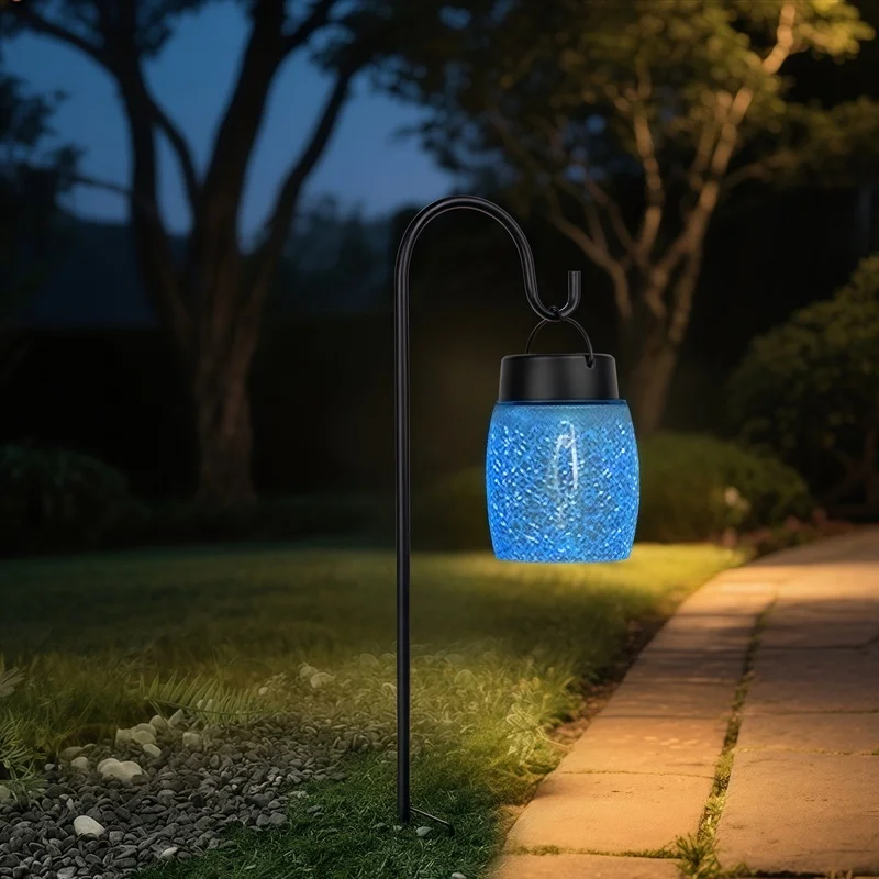 SM25227 Solar Pathway Stake Light - Glass and Metal Cylinder with Iron