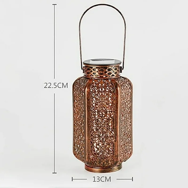 SM25252 Six-Sided Wrought Iron Solar Lantern Hanging Light