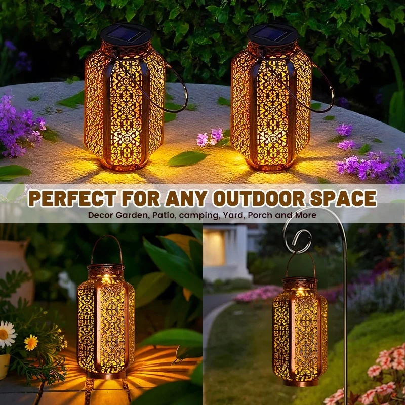 SM25252 Six-Sided Wrought Iron Solar Lantern Hanging Light_3