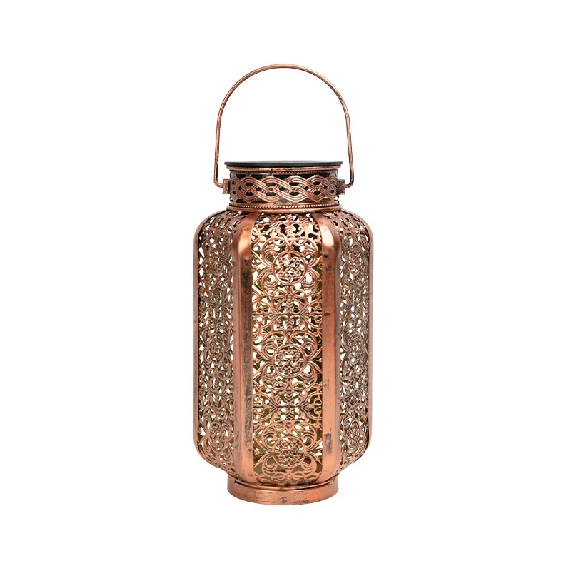 SM25252 Six-Sided Wrought Iron Solar Lantern Hanging Light_4