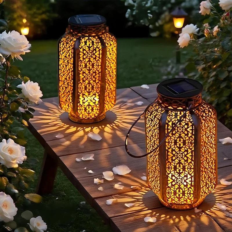 SM25252 Six-Sided Wrought Iron Solar Lantern Hanging Light_7