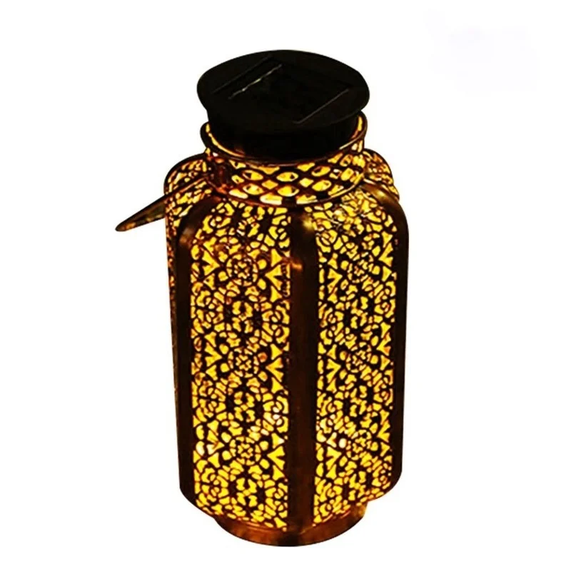 SM25252 Six-Sided Wrought Iron Solar Lantern Hanging Light_8