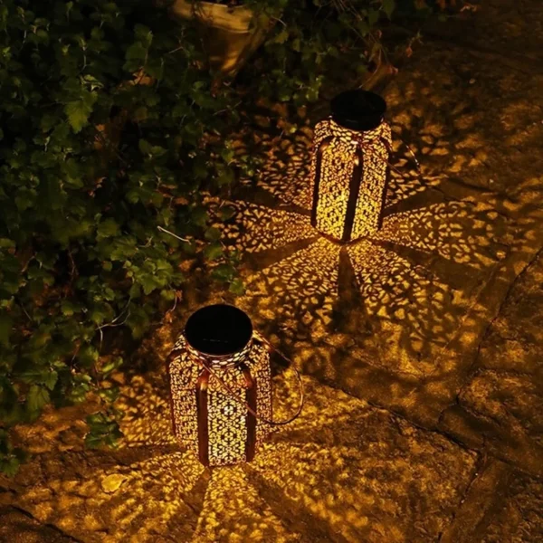 SM25252 Six-Sided Wrought Iron Solar Lantern Hanging Light_9