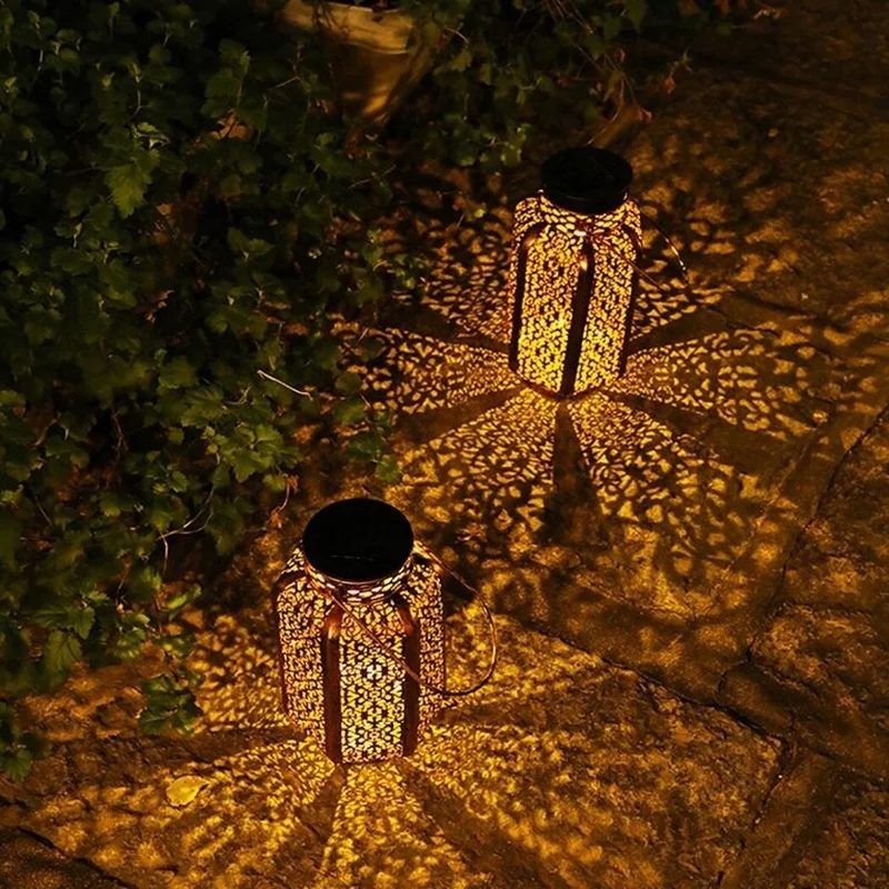 SM25252 Six-Sided Wrought Iron Solar Lantern Hanging Light_9