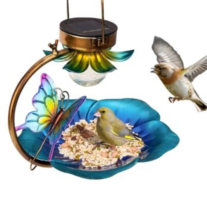 SM25261 Metal Iron Solar Bird Feeder Tabletop Lamp for Animals