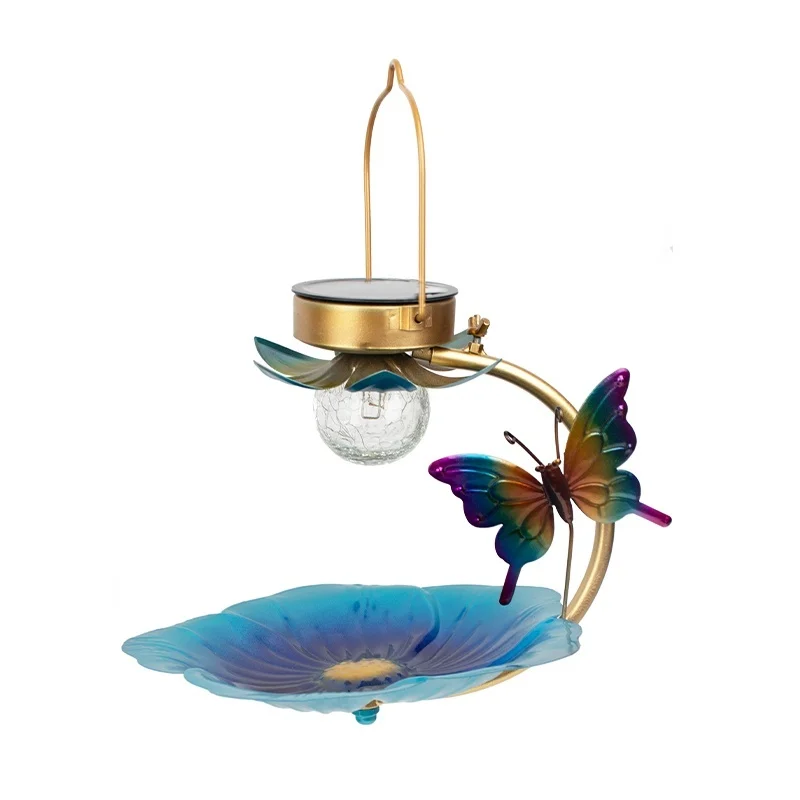 SM25261 Metal Iron Solar Bird Feeder Tabletop Lamp for Animals_3