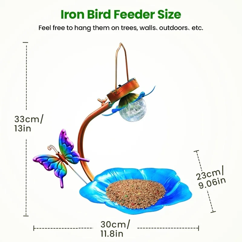 SM25261 Metal Iron Solar Bird Feeder Tabletop Lamp for Animals_5
